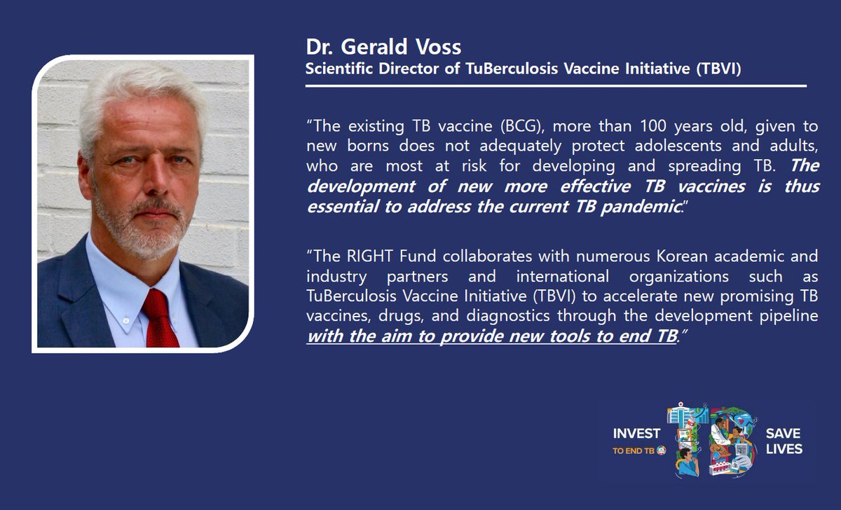The RIGHT Foundation (@rightfund) on Twitter photo Gerald Voss: "The need for developing new more effective #TB vaccines is essential to address the current TB pandemic." #InvestToEndTB #WorldTBDay Gerald Voss: "The need for developing new more effective #TB vaccines is essential to address the current TB pandemic." #InvestToEndTB #WorldTBDay