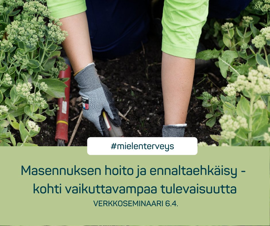 Verkkoseminaarissamme 6.4. @Vuorio_Minna FinFamista <a href="/FinFami_omaiset/">FinFami ry</a>  kertoo omaisten merkityksestä masennuksen ennaltaehkäisyssä.
Tutustu ohjelmaan ja ilmoittaudu mukaan:

keva.fi/tapahtuma/mase…

#mielenterveys