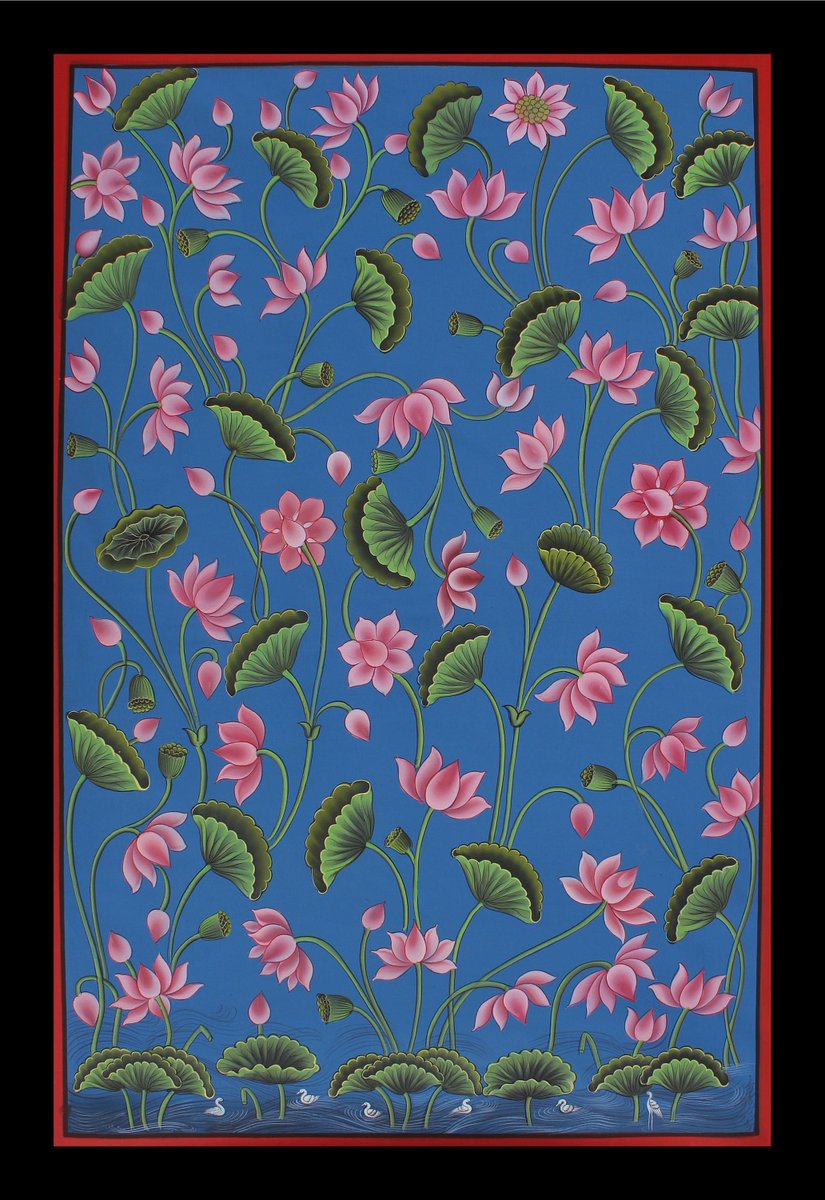 ArtsDarshanam's tweet photo. Lotus pond Painting , kamal talai art , tree painting , traditional wall decor, Indian art decor ,religious art,fabric painting ,home decor #blue #pink #unframed #office #religious #horizontal #indianart #traditionalart #indianwallart https://t.co/Vkog9SlBOR