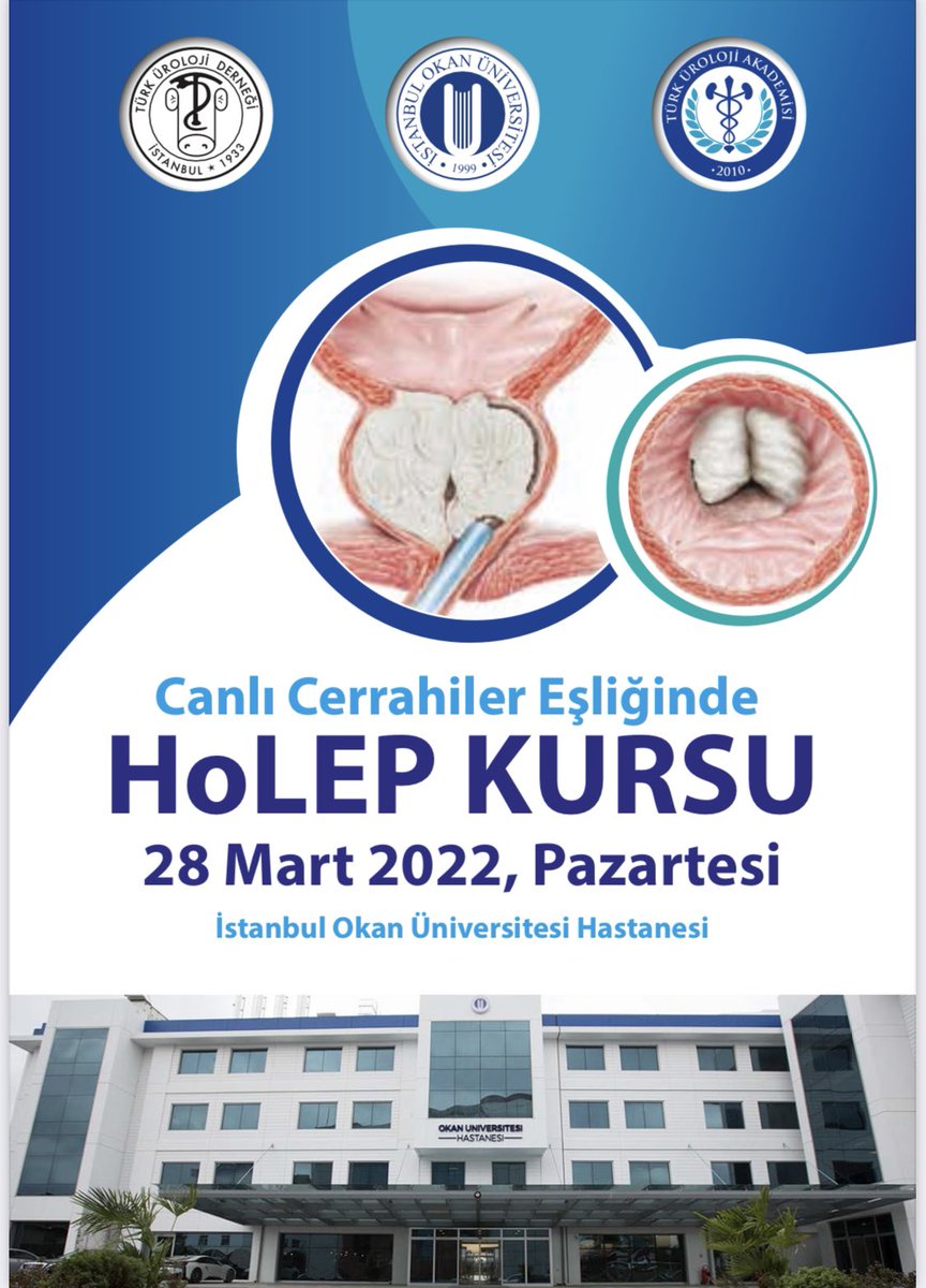 ProfMuratArslan's tweet photo. 28 Mart Pazartesi günü İstanbul @OkanHastanesi nde gerçekleştireceğimiz #HoLEP Kursumuzda teorik konuşmaların ardından interaktif katılımlarla devam edecek #canlıcerrahi oturumu yapılacaktır.
Katılım sayısı sınırlıdır. @Uroturk https://t.co/cPwPLA854C