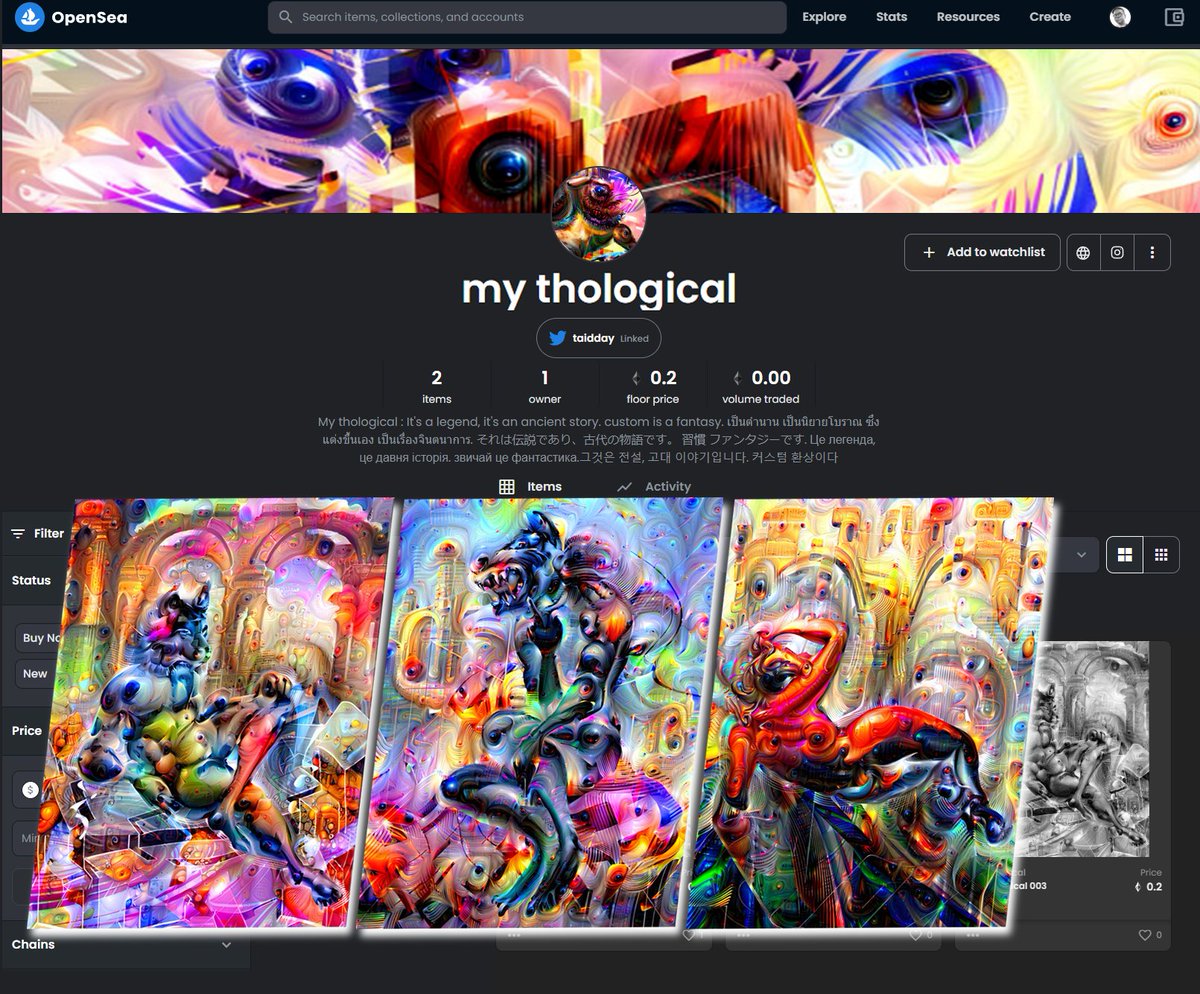 🎩 A collection of 03/100 unique Mythological, generated from more than 100 hand-draw .
It's a legend, it's an ancient story. custom is a fantasy.

🌐opensea.io/collection/my-…

#NFTcollectibles
#NFTCommunity
#NFT Company
#NFTcomunity
#NFT Millionaire
#NFTdrop