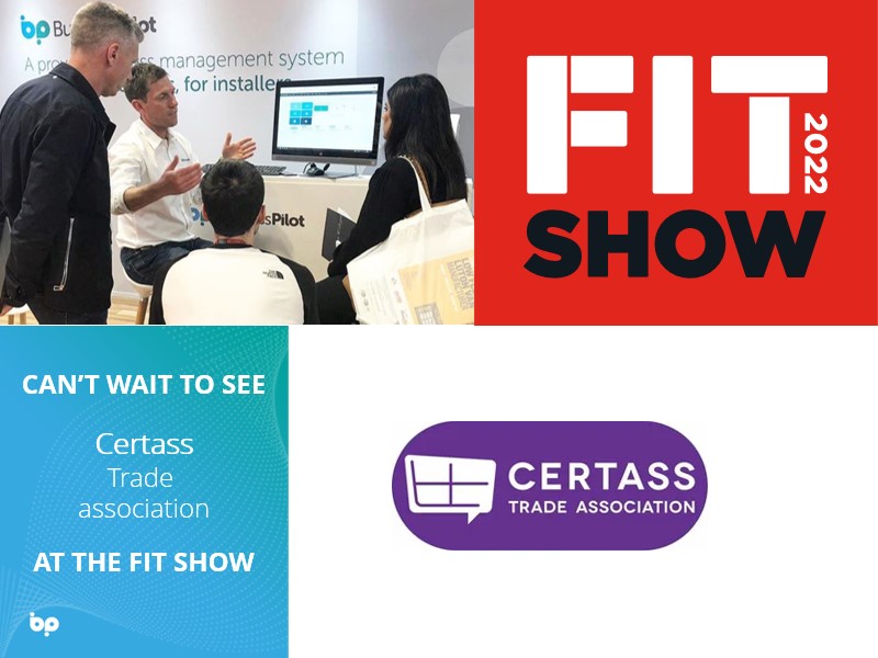 BusinessPilotUK's tweet photo. Join us for the @fitshow at the NEC between the 10th and 12th May! We can't wait to see what @CertassTa has in store for installers. We'll be on M10 just inside the doors and you can see #Certass on stand D49. #FITShow22 https://t.co/pv880fkI3Y