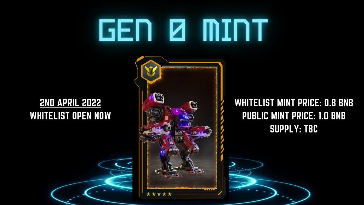 AlienWarsNFT's tweet photo. Alien Wars Gen-0 Whitelist is OPEN!

Why should you get Whitelisted?
1⃣ Discounted Mint
2⃣ Guaranteed allocation for Minting
3⃣ Gen Zero will have high staking rewards!

Date: 2nd April
WL Mint Price: 0.8 BNB
Public Mint Price: 1.0 BNB

Get whitelisted👇
https://t.co/v89ZJvqP4c https://t.co/4wNtXavtpw