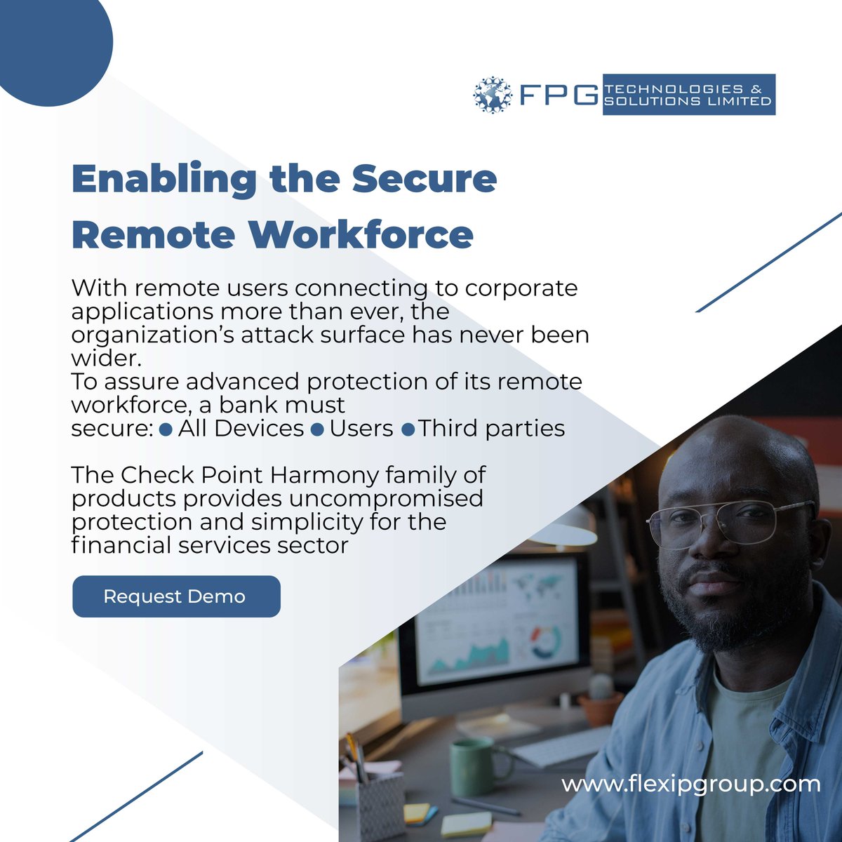 FpgTechnologies's tweet photo. Enabling the Secure Remote Workforce
The Check Point Harmony family of products provides uncompromised protection and simplicity for the financial services sector
Request Demo today
https://t.co/0DUmzTNIOe
#fpgtechnologies #flexsecure #checkpoint #remotework #finacialservices https://t.co/OqMpNKESZq