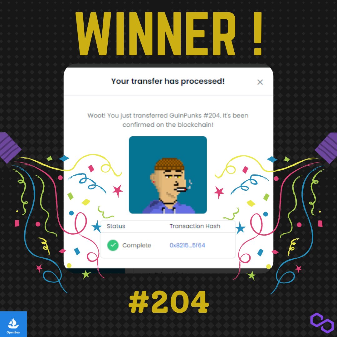 GuinPunks's tweet image. Congratulations to the winner 🎉🔥.

For those who are late for the giveaway, don't be sad😭, because there will be another surprise from guinpunks❤️.