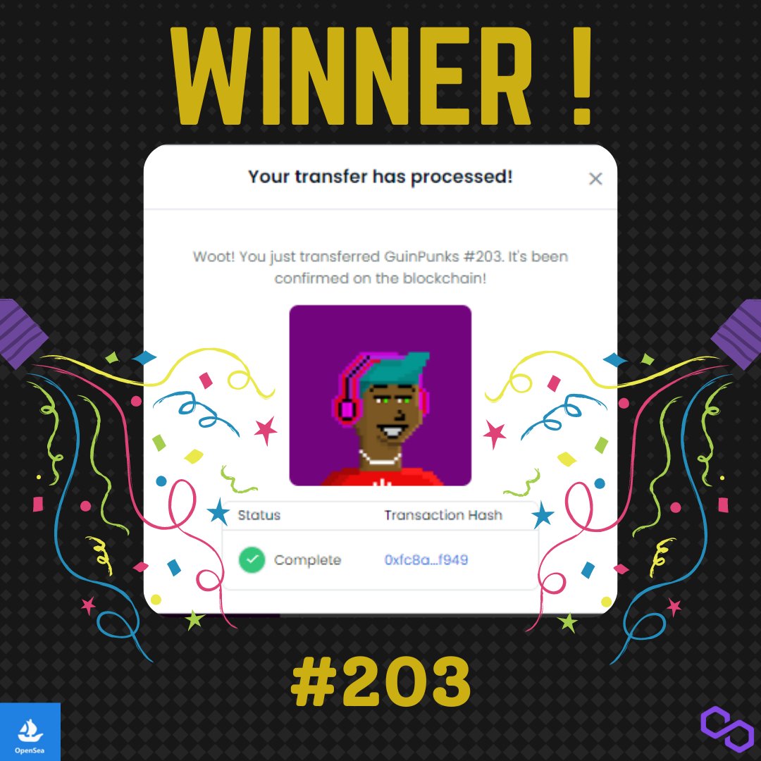 GuinPunks's tweet image. Congratulations to the winner 🎉🔥.

For those who are late for the giveaway, don't be sad😭, because there will be another surprise from guinpunks❤️.