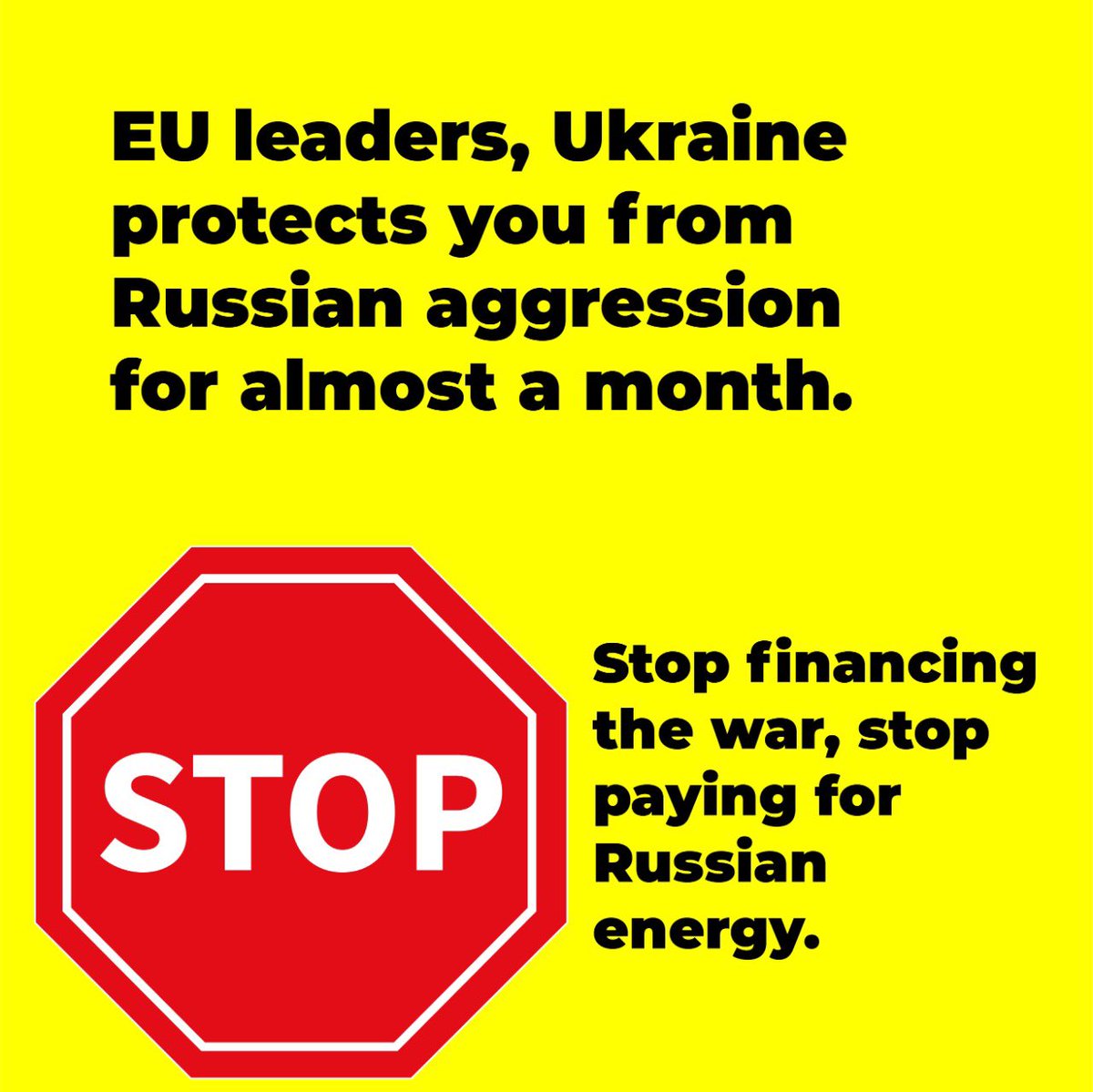 MFA_Ukraine's tweet photo. #EU leaders, show Europe’s strength, break dependency on Russian dirty bloody oil and gas.
#EnergyEmbargo #StopRussianOil #BanRussianImport https://t.co/e3ERsk8cV2