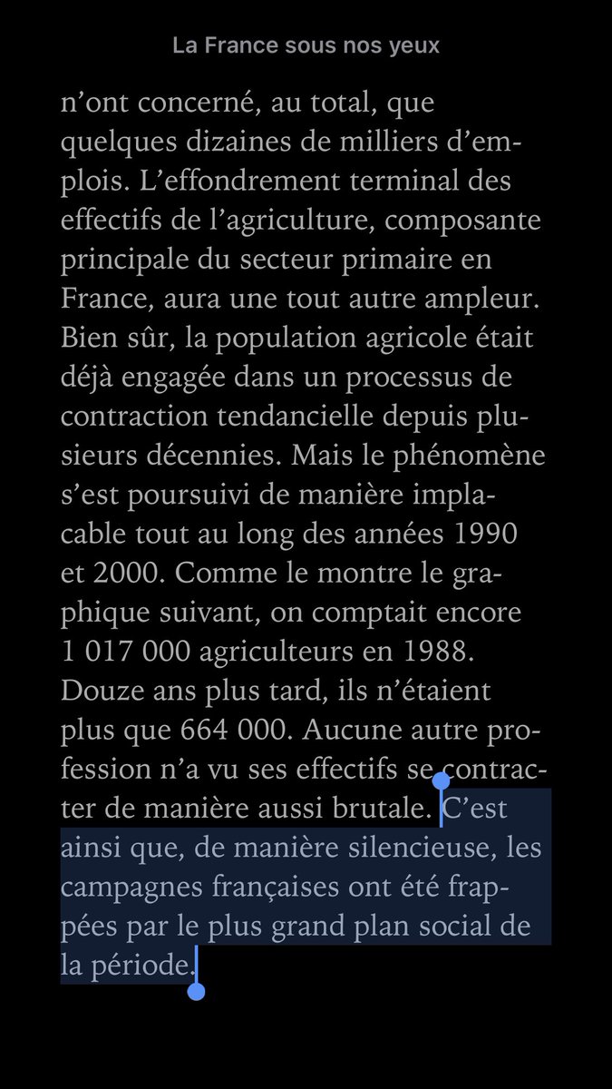 Ot_nora's tweet image. En pleine lecture de La France sous nos yeux de Jérôme Fourquet &amp;amp; @jlcassely, je mesure les transformations dont ma génération a été témoin (#generation80) en 🇫🇷
Quasi disparition des secteurs primaire et secondaire, urbanisation à marche forcée provocant une perte du lien social