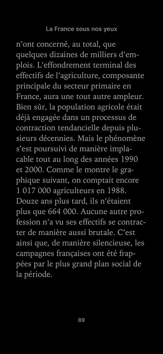 Ot_nora's tweet image. En pleine lecture de La France sous nos yeux de Jérôme Fourquet &amp;amp; @jlcassely, je mesure les transformations dont ma génération a été témoin (#generation80) en 🇫🇷
Quasi disparition des secteurs primaire et secondaire, urbanisation à marche forcée provocant une perte du lien social