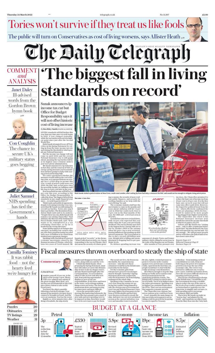AJS77's tweet photo. That swooshing noise we can all hear is Rishi Sunak taking a wild swing at gauging the mood of the British people - and missing it entirely.
#RishiSunak #Budget2022 #CostOfLiving #ToriesOutNow https://t.co/kBevojUmxE