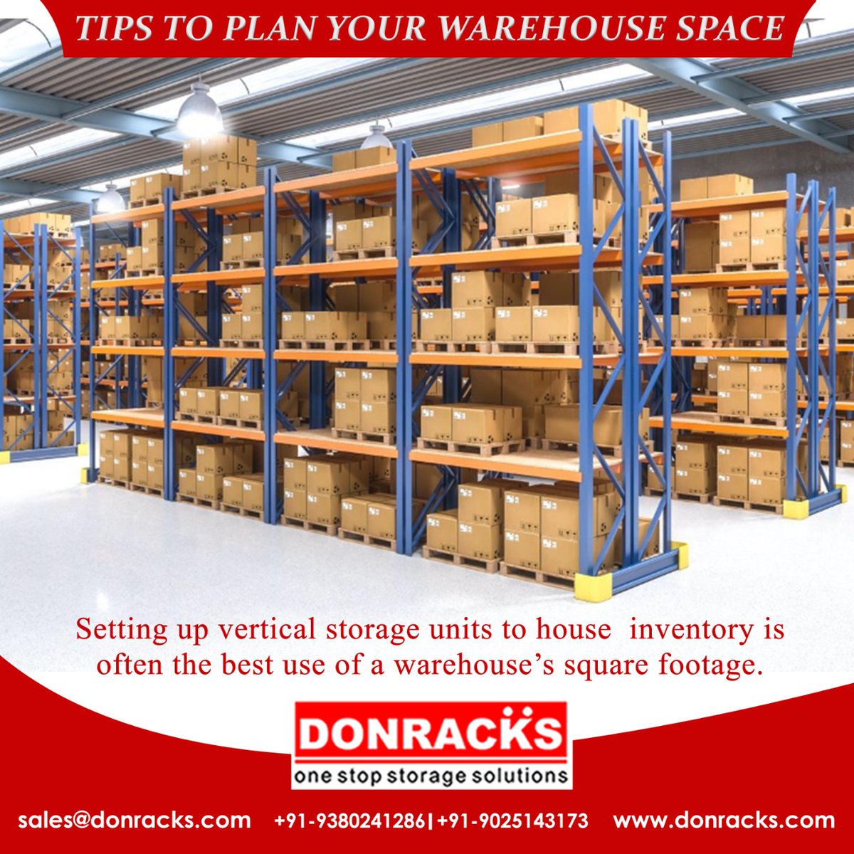 DonracksIndia's tweet photo. Setting up vertical storage units to house inventory is often the best use of a warehouse’s square footage.
Drop an email to sales@donracks.com or call us on 9380241286 | 9025143173 for more information.
#donracks #donracksindia #racking #india #verticalstoragesystem https://t.co/dsm2tmBqVy