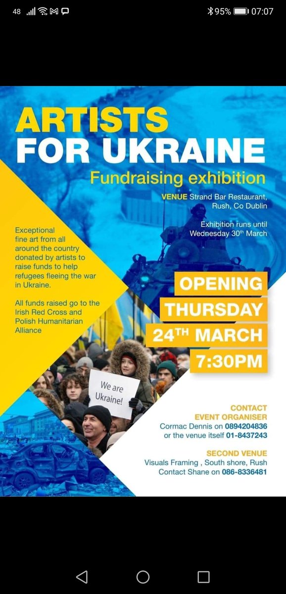 NuaPhoto's tweet photo. Fine art for feck all!! 😁drop in to the Strand bar Rush tonight. Donations from artists locally and around the country. Please share and let's get some funds in. @HelenORahilly @NGosson @RushTourism @LeoBisset https://t.co/uH4Ki3GbTL