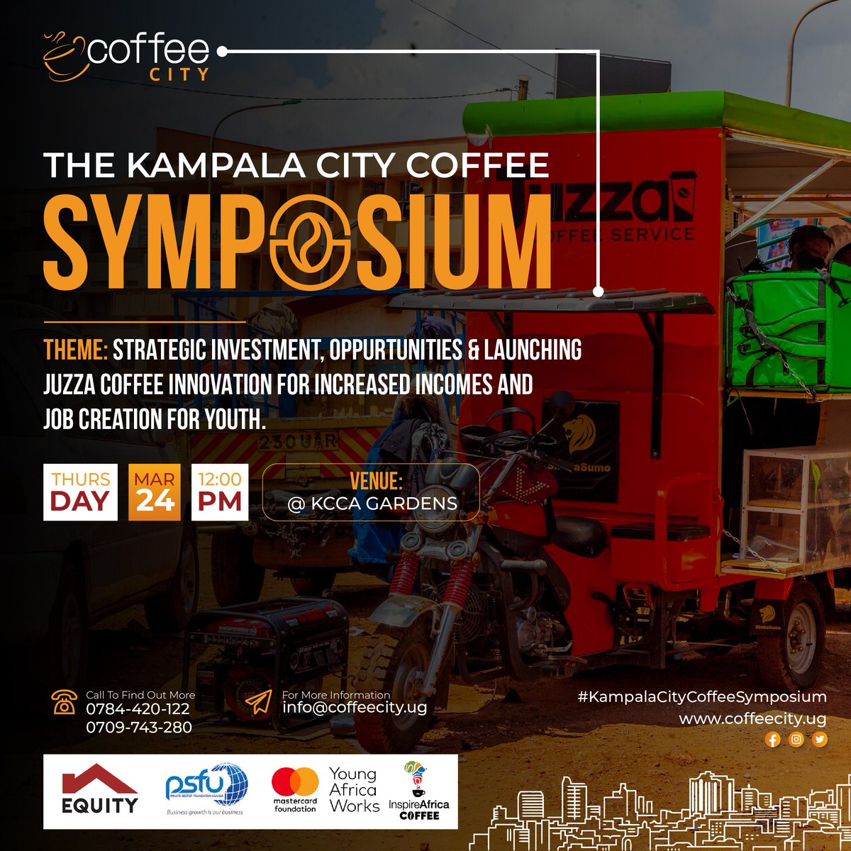 Coffeecity21's tweet photo. Join us for the #kampalacitycoffeesymposium at KCCA Gradens on Strategic investment opportunities and launching #Juzza coffee innovation for increased incomes and job creation for the youth. https://t.co/TezXEUuh7D