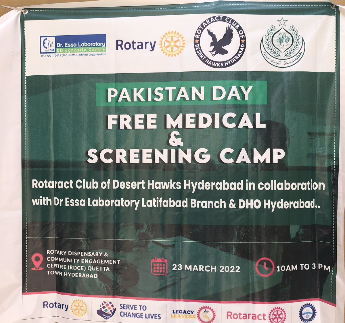 racdeserthawks's tweet image. On the occasion of *Pakistan Day*

*RAC Desert Hawks Hyderabad * in collaboration with Dr Essa Laboratory Latifabad &amp;amp; DHO Hyderabad,

Organized ,

*Free Medical &amp;amp; Screening Camp*

On 23 March 2022 at Rotary Dispensary and Community Engagement Centre (RDCE) Quetta Town Hyderabad.