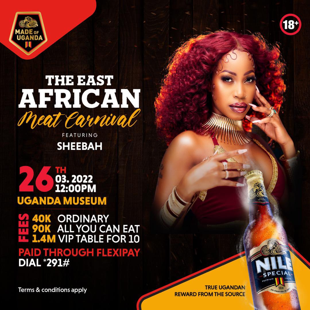 cryptomansui's tweet photo. This Saturday 26th March the East African Meat Carnival is on powered by @NileSpecial , get your tickets from flexipay by dialing *291#
Such enjoyments are brought to you by @NileSpecial 
 #EastAfricanMeatCarnival https://t.co/NT7bLZCjKN