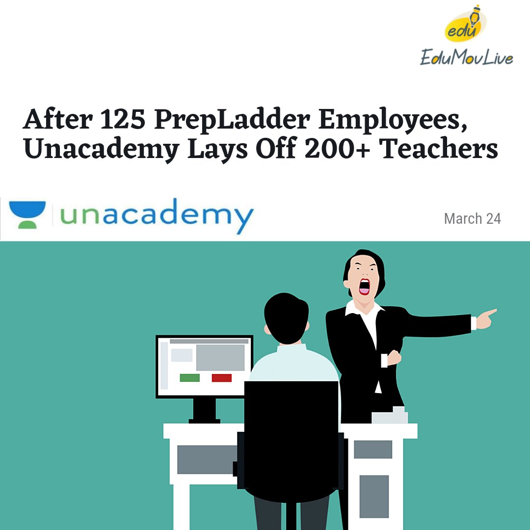 Around 80% of the educators used to provide free lessons through Unacademy's Youtube channel, and the rest were educators for Unacademy's subscription-based model.
#Unacademy  #layoff 210 Teachers amid #CostRestructuring.
Image source- Inc42
#LatestNews  #edtech #PrepLadder