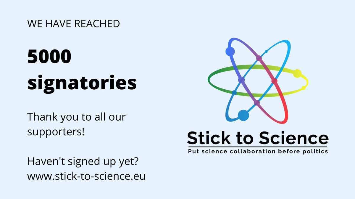 Stick2Science's tweet photo. 💪Over 5000 signatories for the #StickToScience initiative! Thanks to all our supporters. 

🤝Let continue to support a win-win research collaboration in #Europe. #strongertogether

➕Please share the initiative with colleagues who haven’t signed up yet: https://t.co/PjSoSDAX3O https://t.co/vH9GQCjirY