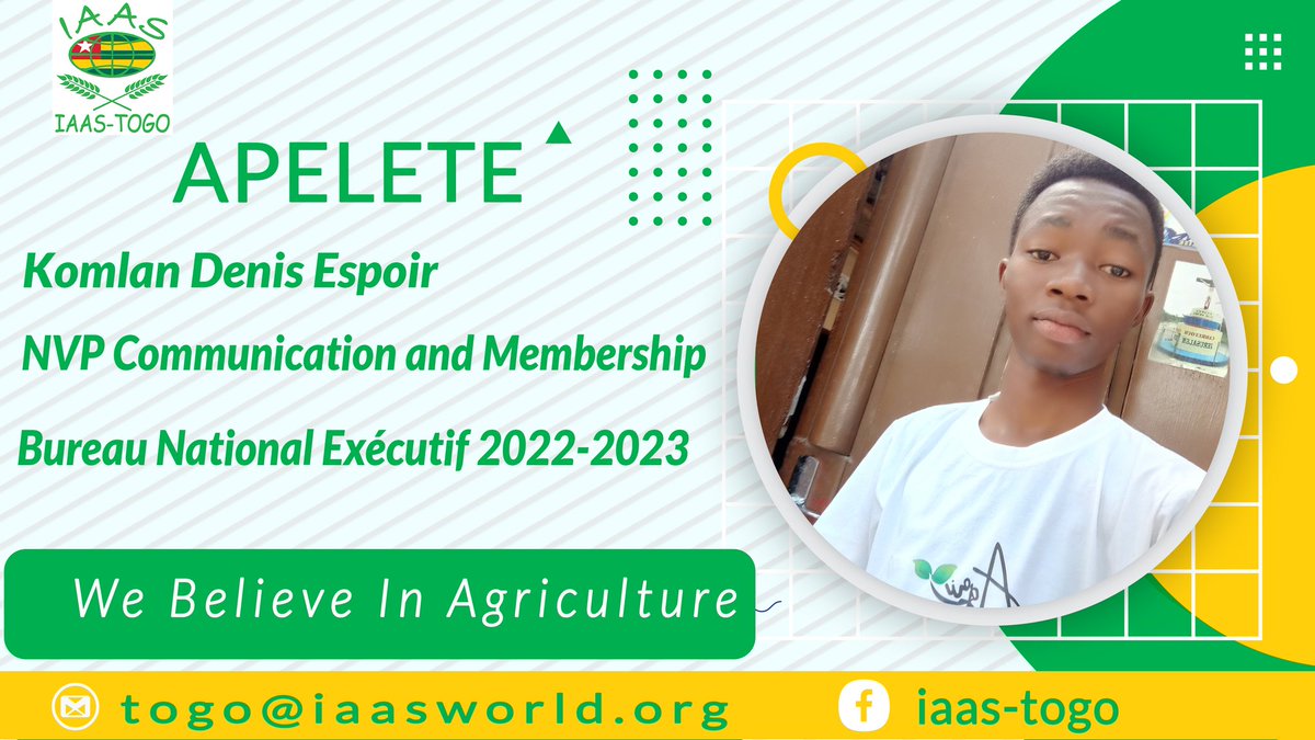 IAAS_TOGO's tweet photo. *IAAS-TOGO* présente le nouveau bureau national pour le mandat 2022-2023 constitué de 

# *AKABA_Kpatcha_Wyaosso* 

# *ADOKPA_Edmond* 

# *FLAGBO_David* 

# *APELETE_Denis* 

# *ALODZI_Apollinaire* 

Félicitations au nouveau Bureau 🙌🙌 https://t.co/T4NNcU4FyL