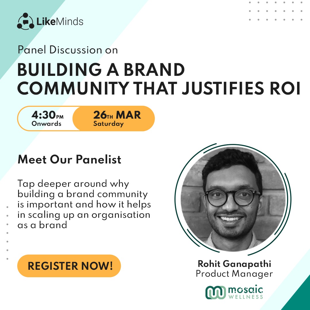 LikeMindsIO's tweet photo. And our 3rd guest speaker is @rohit_ganapathi!
He is a Product Manager at @manmatters_in, where he's building a community of men - created to talk about unique male issues.
So be there as he explains how community building empowers brands!
Register Now: https://t.co/7ZNaXBTHud https://t.co/8AJ8rFsqut
