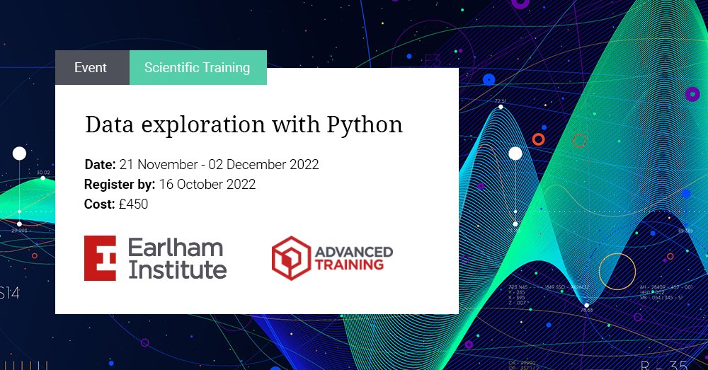 Earlham Institute (@earlhaminst) on Twitter photo TRAINING: Registration is open for a new training workshop with <a href="/pythonforbiolog/">pythonforbiologists</a>, looking at #data exploration and #visualisation from #python.
We will look at exploring large datasets, finding meaningful patterns, and how to clearly present results.
➡ okt.to/wYPMiR TRAINING: Registration is open for a new training workshop with <a href="/pythonforbiolog/">pythonforbiologists</a>, looking at #data exploration and #visualisation from #python.
We will look at exploring large datasets, finding meaningful patterns, and how to clearly present results.
➡ okt.to/wYPMiR
