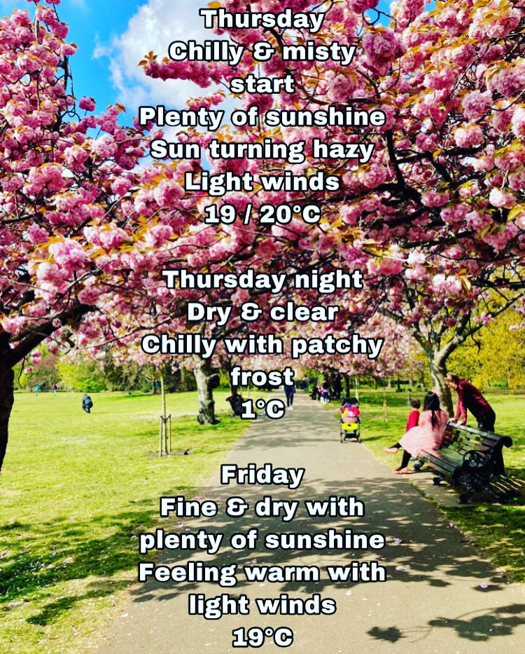 NevGWeatherGirl's tweet photo. Your Thursday London Weather Summary brought to you by #NevGsLondonWeatherSummary 🌞☔ 

Thank you for all your support, retweets and likes!
#MarchLondonWeather 🌥
#WarmSpell
#CherryBlossomInTheSunshine
#HappyThursday 😎🌸☀️

@Navi4Real https://t.co/so1FRARZhj