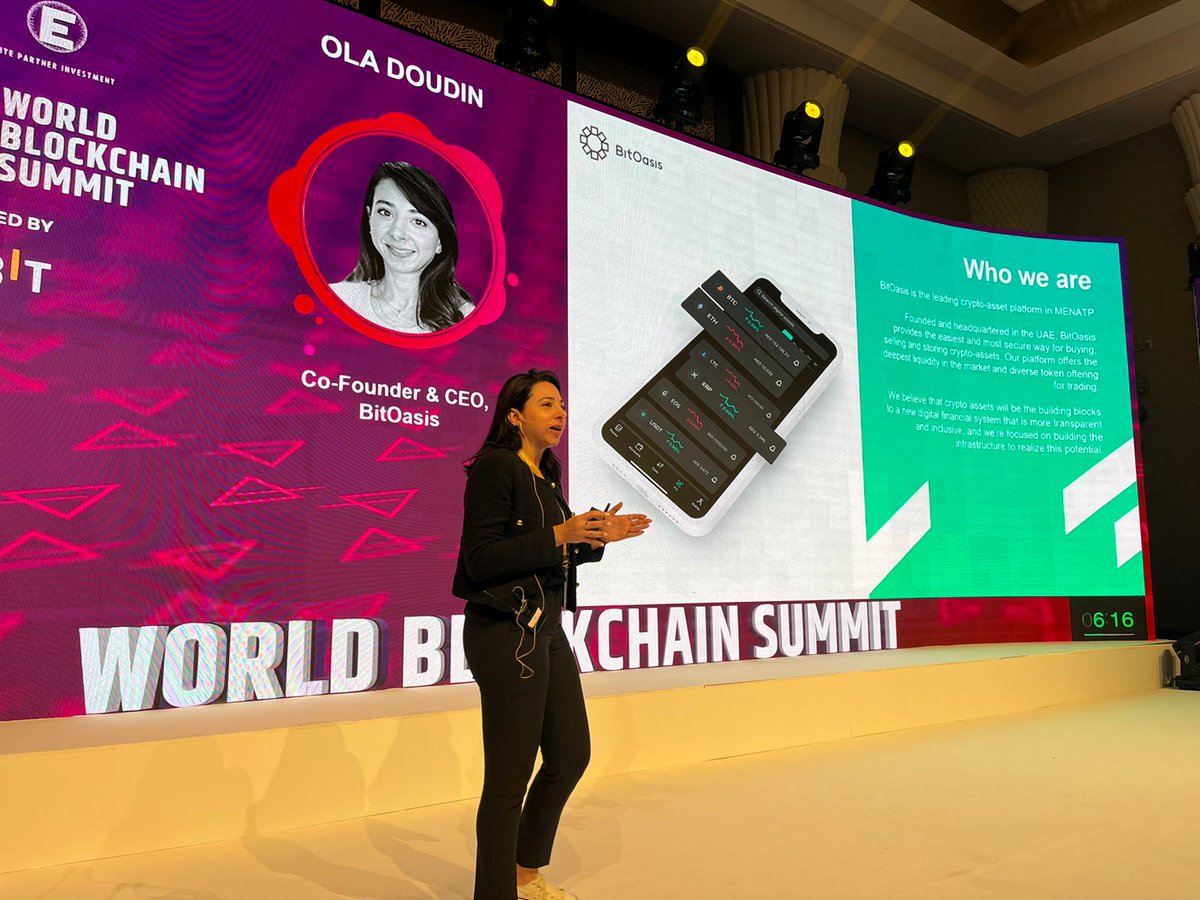 HODLbyTrescon's tweet photo. Here is a glimpse from #WBSDubai!

A keynote by @odoudin, Co-Founder &amp; CEO, @bitoasis

If you're at the event be sure to use #WBSDubai &amp; #WorldBlockchainSummit and we will feature you on our social media.

#WBSDubai #trescon #blockchaintechnology #wbs #dubai #middleeast https://t.co/UCvWZ9SbsK