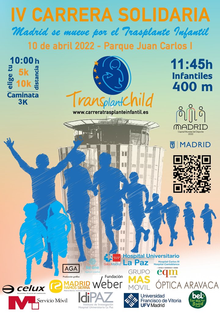 Desde <a href="/TransplantChild/">ERN TransplantChild</a> estamos organizando la Carrera Solidaria "MADRID SE MUEVE POR EL TRASPLANTE INFANTIL"
🚩Parque Juan Carlos I
📅Domingo 10 de abril
⏰Desde las 10:00 am
🚨Inscríbete antes del 7 de abril.
Más información:
carreratrasplanteinfantil.es