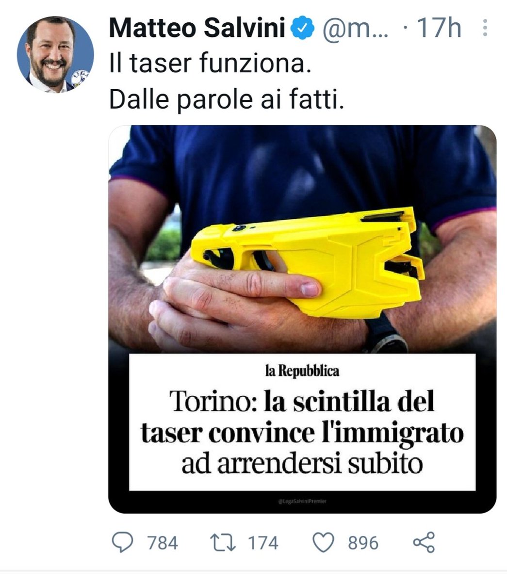 ilariasotis's tweet photo. A sx il titolo pubblicato da Repubblica. A dx quello twittato da Salvini. "Immigrato" non è né una colpa né un reato. https://t.co/YAaYCsOdSC