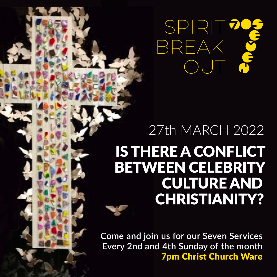 christchware's tweet photo. Join us in church at 7pm on Sunday for our lively, spirit-led evening service with worship, teaching and fellowship as we explore some big questions about faith. This week we're asking "Is there a conflict between celebrity culture and Christianity?" https://t.co/kLw0BCwOkD
