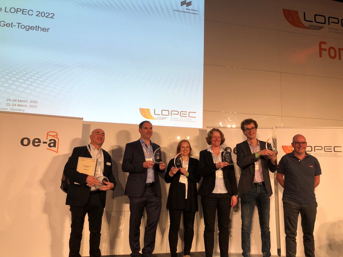 OEAonline's tweet photo. #TB to yesterday's @LOPECMunich Award Show. Congratulations to our winners of #OEAcompetition & #LOPEC Start-up Forum: @iee_sensing, @HolstCentre, @VTTFinland & @TampereUni , #Copprint #IOTech
Big thanks to our jury, all participants and #LOPEC2022 visitors. https://t.co/jxy7NpzoLF