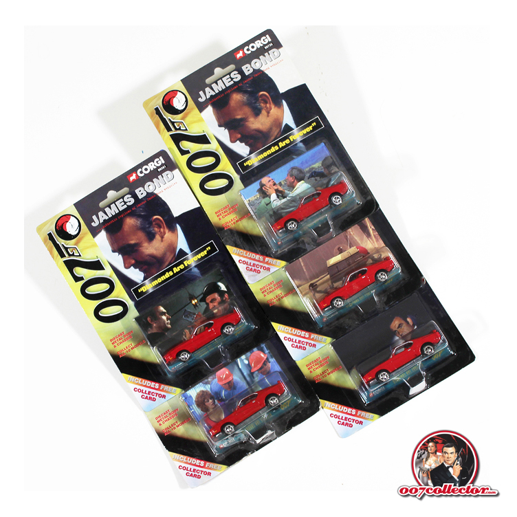 007collector's tweet photo. Finally full set of five!! 🥰 British Corgi Toys 1:64 die cast series of ten different James Bond cars blister on card issues with various trading cards 1999! 

Find out more https://t.co/nzqrn0pTAP

#jamesbond #seanconnery #diamondsareforever #corgi #007collector #fordmach1 https://t.co/3F5E0xMRyI