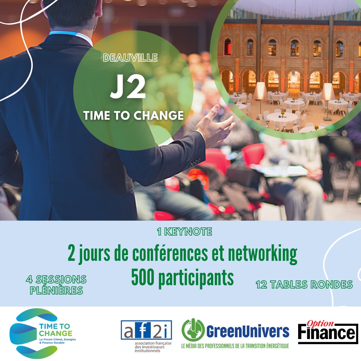 GreenUnivers's tweet photo. 📢 La 1ère édition du Forum #TimeToChange22 a débuté hier et compte 500 participants venus échanger autour des enjeux du Climat, de l’Energie et de la Finance durable.
Aujourd'hui : 4 plénières, 12 tables rondes, 1 keynote ...
🔎 En savoir plus : https://t.co/W6nl0TPIGO https://t.co/7wkI6X33MU