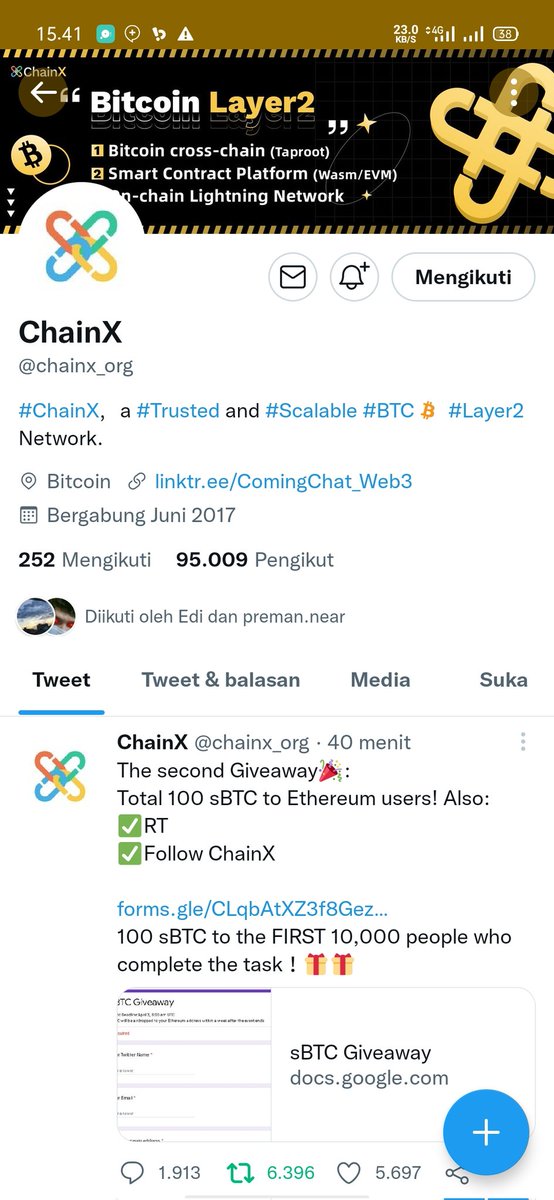 Gampanginget22's tweet photo. @chainx_org Done https://t.co/CRkdjiwTdH