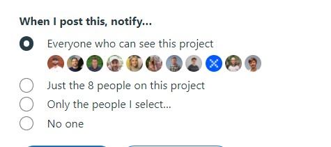 jamiesswain's tweet photo. @basecamp Why is this now the default setting when you create a new thread? I'm getting so many more notifications than previously from all the projects I'm in that I don't follow. Clients just want to send messages quickly, they're not going to be looking the settings https://t.co/5E8orvInCn