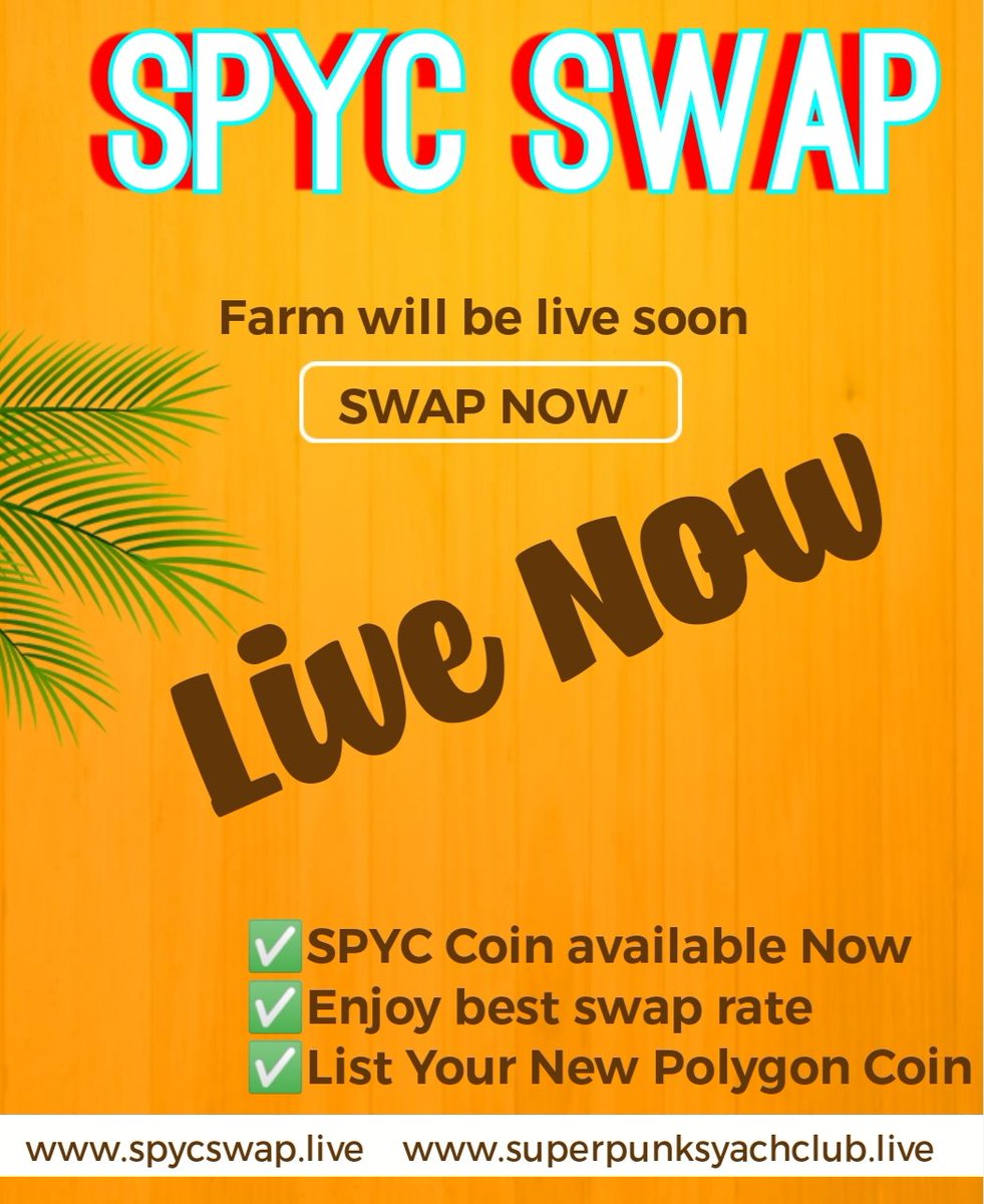 🅢🅟🅨🅒🅢🅦🅐🅟

New Coin Submission form ✅
forms.gle/LCr9Wwfs8TAw3A…

#SPYCSWAP #Polygon #quickswap  #DEX