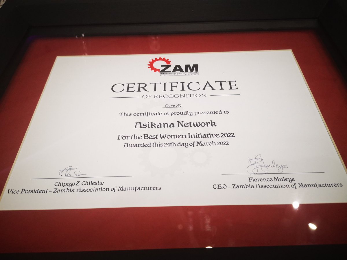 AsikanaNetwork's tweet image. Thank you to Zambia Association of Manufacturers for this recognition. We continue to show the meaningful and active participation of women in Technology.