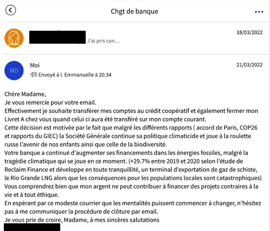 BonPote's tweet photo. Quitter sa banque pour raisons écologiques ?
C'est possible.

Quitter avec la manière, c'est encore mieux !! 
Bravo à celles et ceux qui le font et alertent sur l'urgence écologique 👏👏 https://t.co/dZe8lInAOb