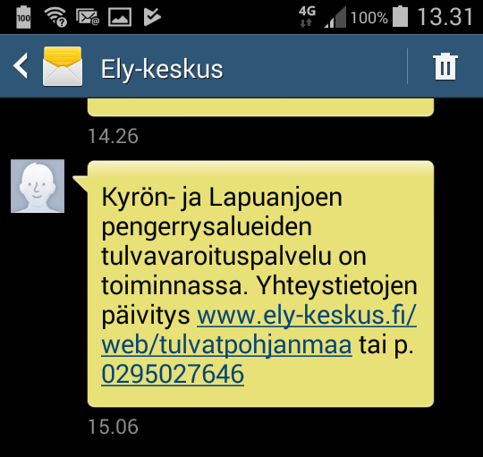 tulvatpohjanmaa's tweet photo. Kevään korvalla on hyvä tarkistaa, että #varautuminen on kunnossa. #Kyrönjoki ja #Lapuanjoki pengerrysalueiden tulvavaroituspalvelu on edelleen käytössä. Lisätietoja: https://t.co/KAE3S3G6wE #tulvat #ELYkeskus https://t.co/Y4YGR0X1bs