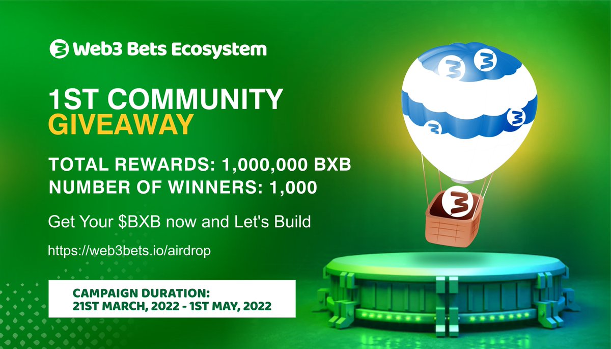 Have you participated in the ongoing Web3Bets Ecosystem's airdrop?

If no, then click on this link to participate:
👉🏼 web3bets.io/airdrop 
And receive $50💰worth of BXB (Web3Bets Ecosystem token)
Follow the following instructions:
🔥 $50 worth of BXB token
Let's go!🚀🚀