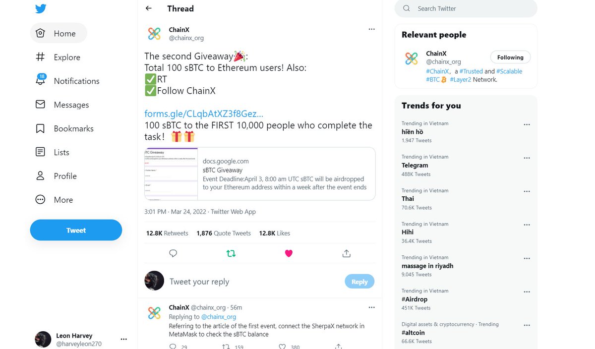harveyleon270's tweet photo. @chainx_org https://t.co/NfDVmRZhLP