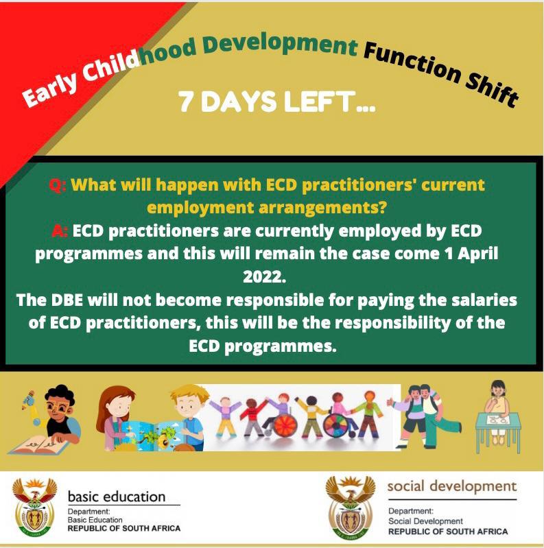 Social Development On Twitter: "In 7 Days, The @The_Dsd Will Be Handing  Over The Early Childhood Development (Ecd) Roles And Responsibilities To  The Department Of Basic Education South Africa (Dbe). This, However,
