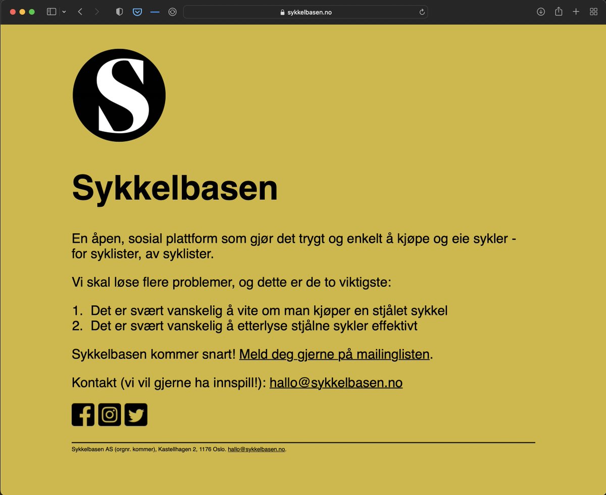 sykkelbasen's tweet photo. Vi har piffet opp "kommer snart"-nettsiden vår litt: https://t.co/G9QmoFEPy3 #sykkelbasen https://t.co/4NbVCZf80v