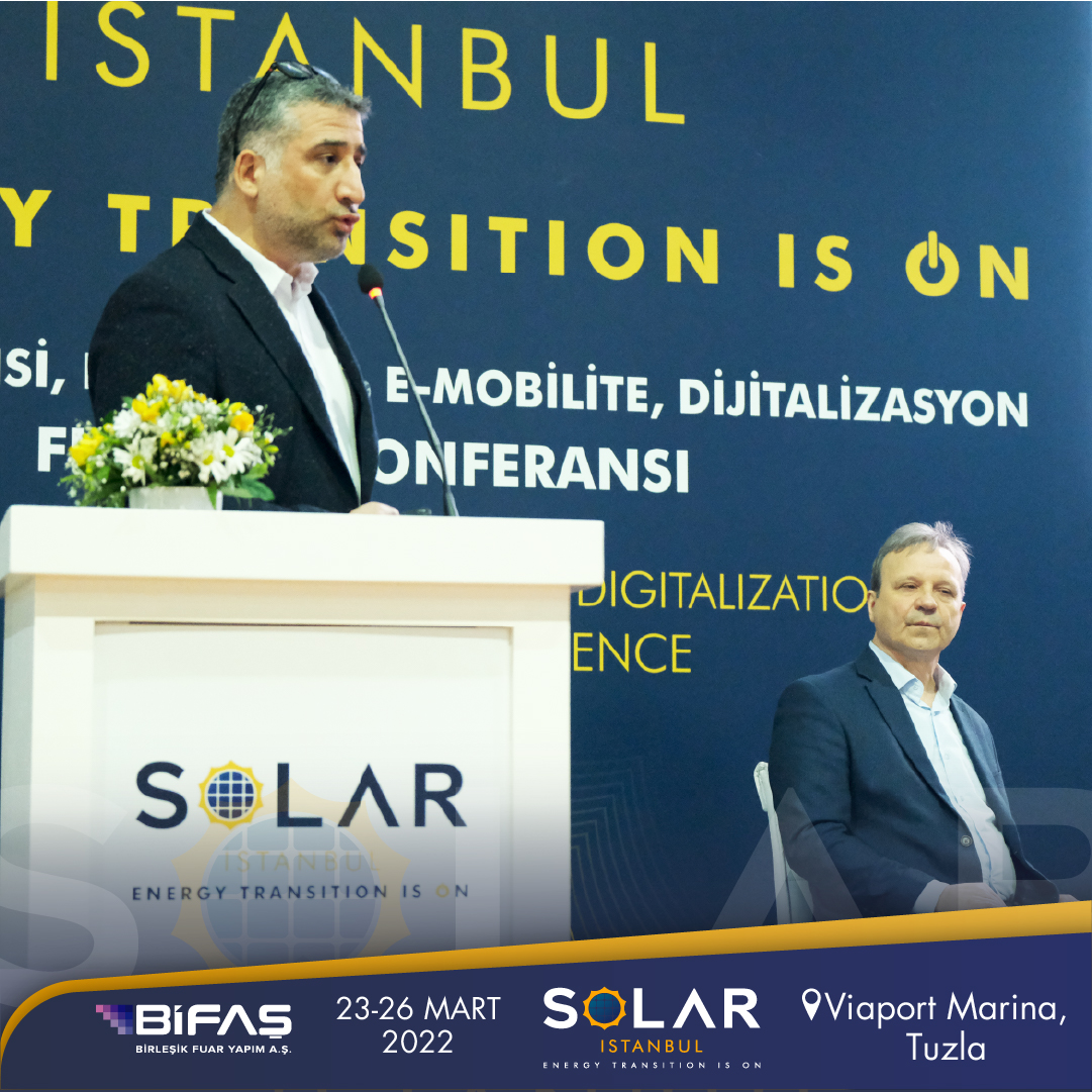 SolarIstanbul's tweet image. Güneş Enerjisi,Enerji Depolama,Elektrikli Ulaşım ve Dijitalleşme Fuarı ve Konferansı ana konferans salonunda Akaryakıt İstasyonlarında Enerji Dönüșümü;Solar+E-Mobilite başlığı altında gerçekleşti.Oturumu Haluk Sayar başkanlığında,Fırat Özdeş ve Şahin Bayram ile gerçekleşti.