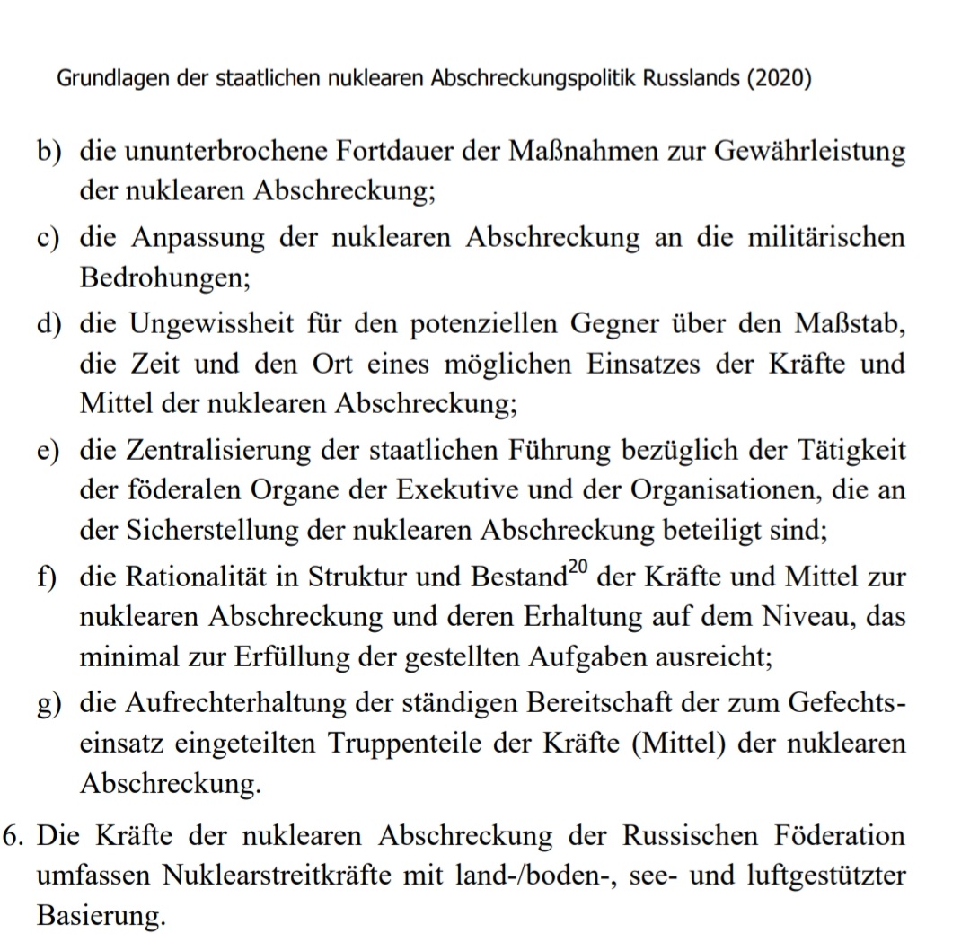 Derzeit versucht die Propaganda gezielt,Ängste vor einem Atomkrieg zu verstärken

Das gehört mit zu Russlands Kernwaffen-Doktrin,solche Unsicherheiten zu fördern 1/x