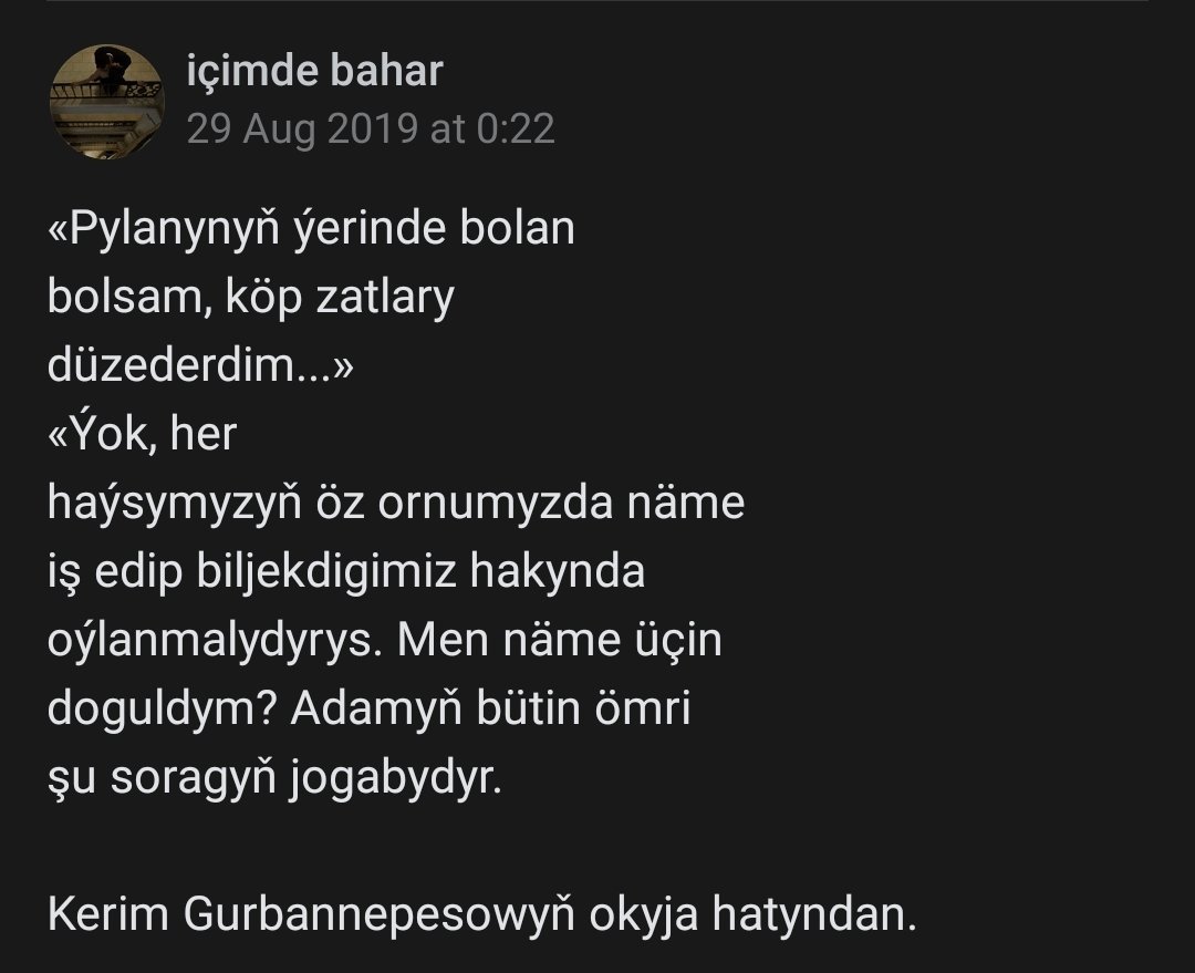 orazby's tweet photo. @m_ramanov Menem bir wagtlar halapdym şu sözleri :,) https://t.co/iN9iVPscb4