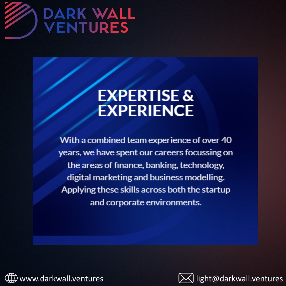 Why choose Dark Wall Ventures to help your business in the Fintech and Blockchain Space?  The experience and expertise speak for itself. Email us on light@darkwall.ventures  #fintech #blockchain #crypto #business #africa #b2b