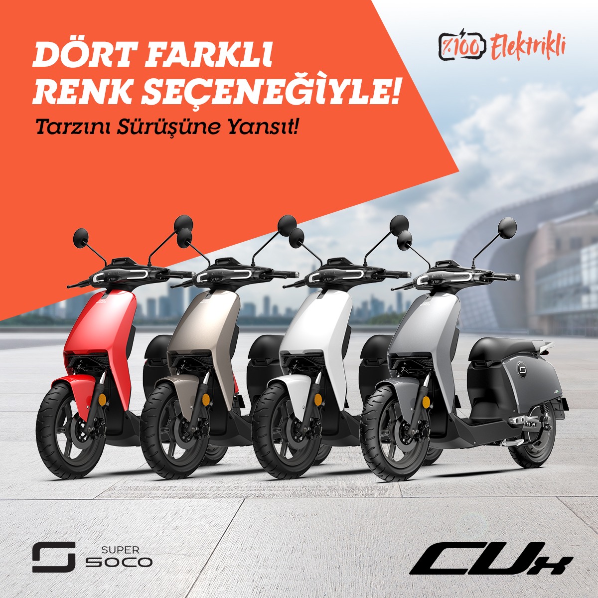 Gümüş gri, kırmızı, beyaz ve füme olmak üzere dört farklı renk seçeneği Super Soco CUx’da!

Detaylı Bilgi İçin: 📞0850 209 6565

#supersoco #supersocoturkiye #elektrikliaraç #doğadostu #çevreci