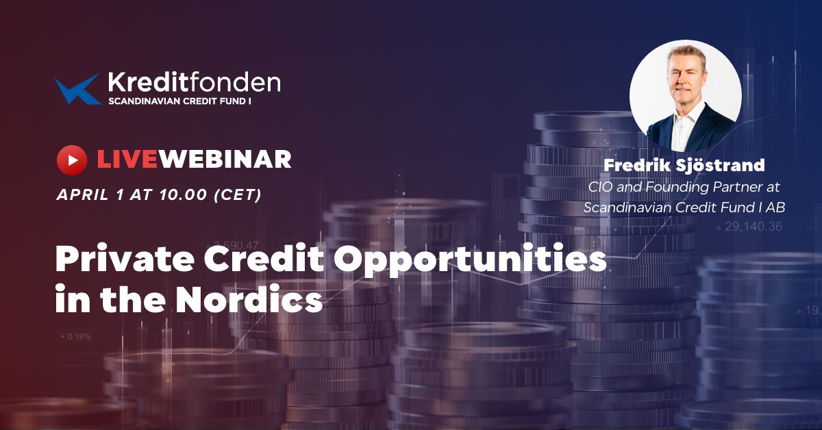 Coherra1's tweet photo. 🔥 Let’s talk direct lending opportunities in the Nordics! Join Fredrik Sjöstrand, CIO and Founding Partner at Scandinavian Credit Fund I AB, on April 1 at 10.00 (CET), as he explains about investment opportunities in Nordic private credit markets.

https://t.co/JvA36QSUkO https://t.co/ofi5MwLBSq