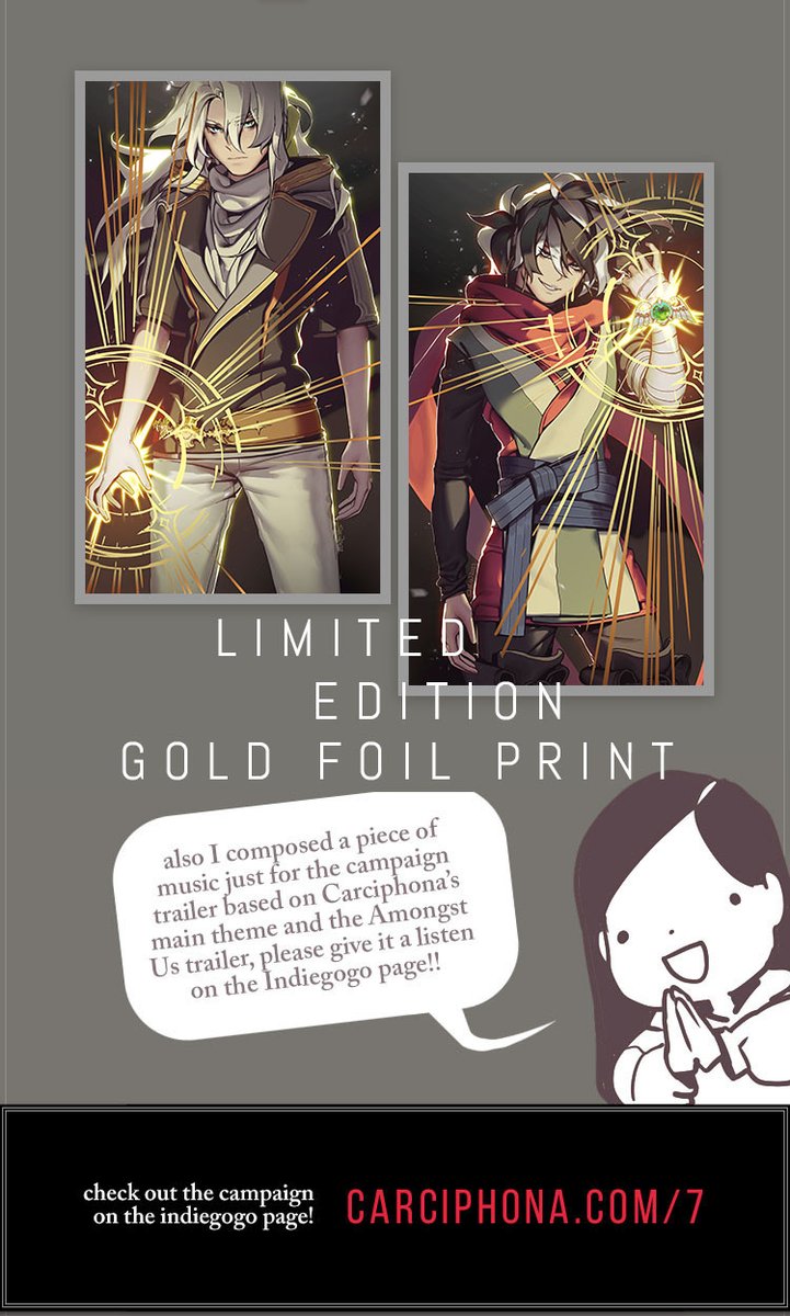 2 more weeks to get book 7 of my fantasy webcomic CARCIPHONA up on indiegogo with limited edition gold foil prints!! ✨