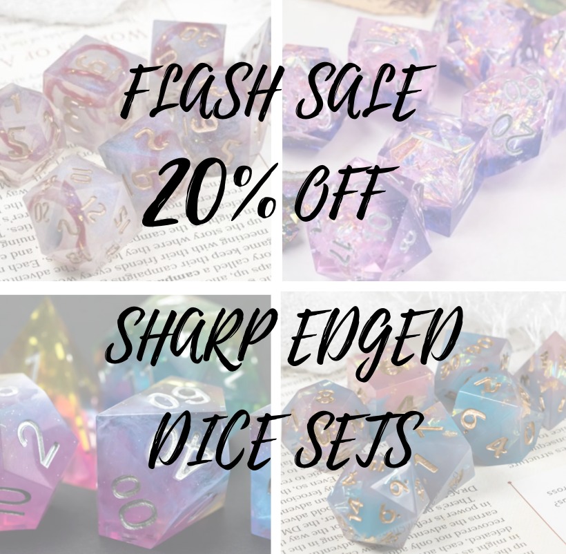 TrayedAndTested's tweet photo. FLASH SALE! 20% off all sharp edged dice sets. Only available today! 😁 https://t.co/tsZZmSGZGt